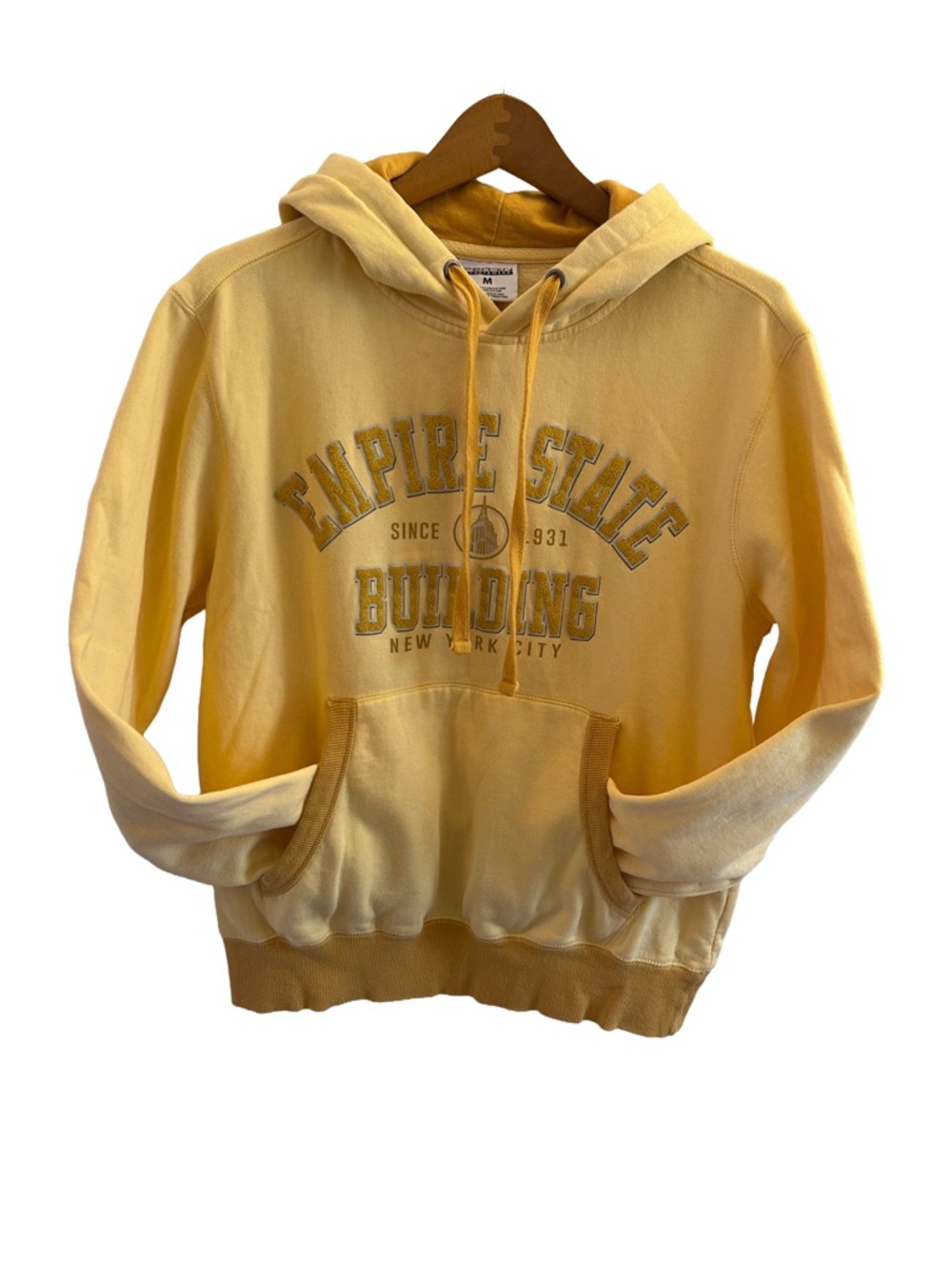 New York City Empire State Building Yellow Pullover Hoodie Size M